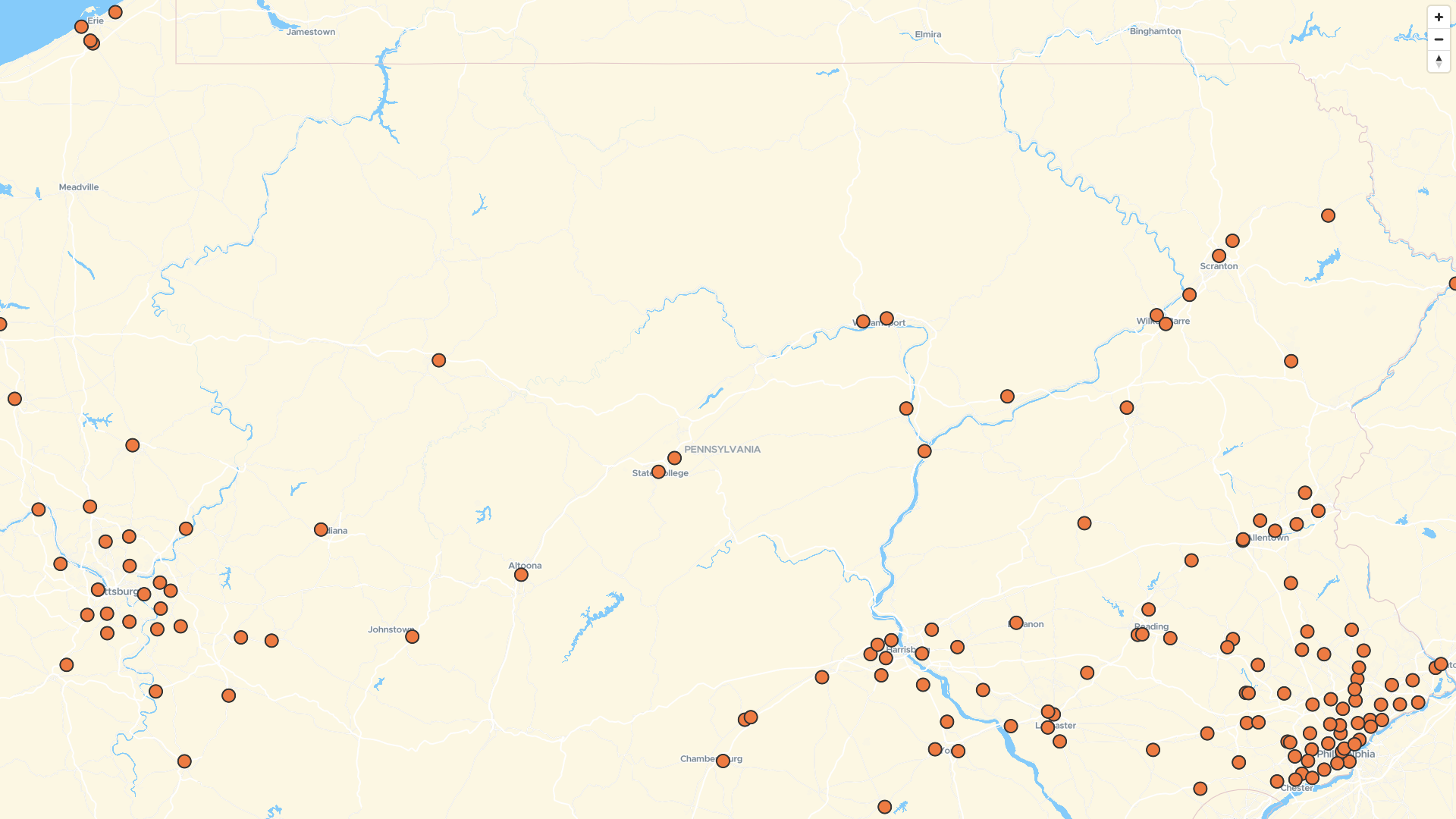Map of Planet Fitness locations in Pennsylvania, US | Mapstack
