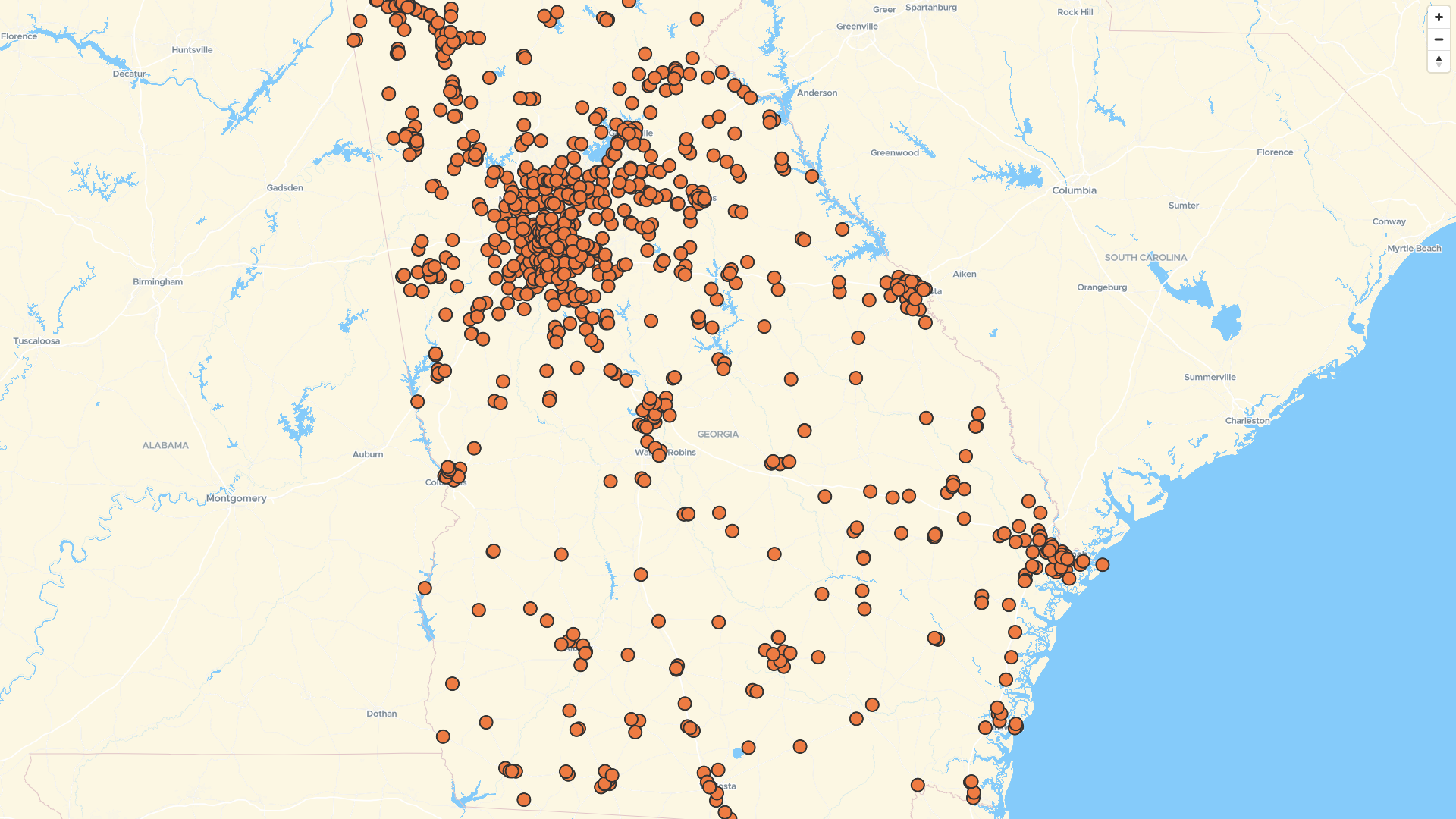 Map of Bp locations in Georgia, US | Mapstack