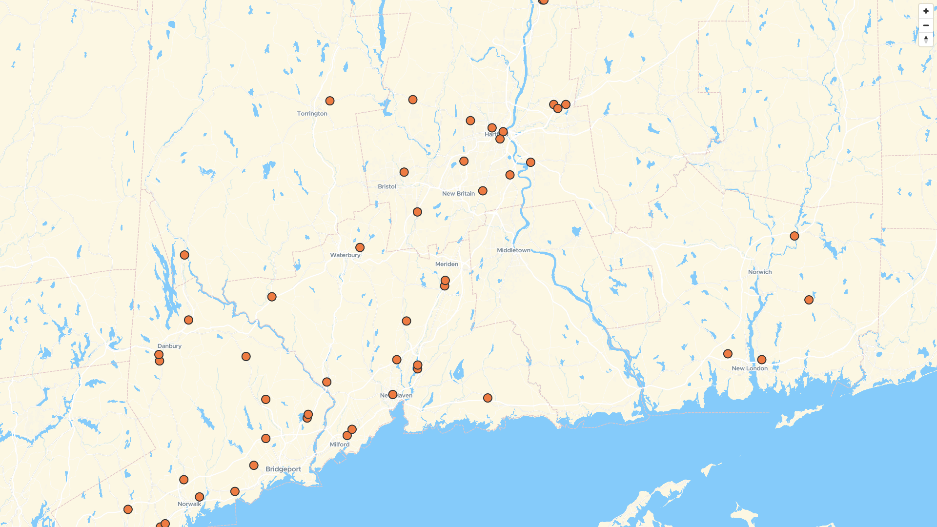 Map of Panera Bread locations in Connecticut, US | Mapstack