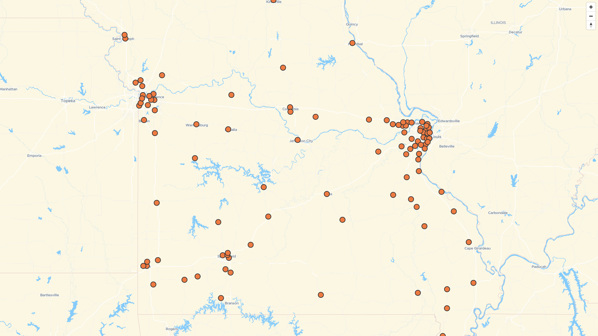 Map of AutoZone locations in Missouri, US | Mapstack