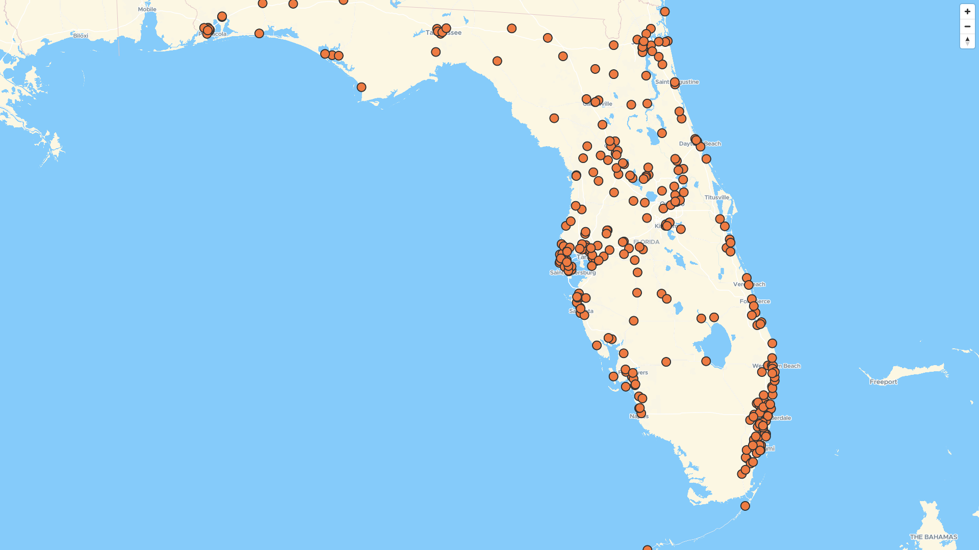 Map of Intoxalock Ignition Interlock locations in Florida, US | Mapstack