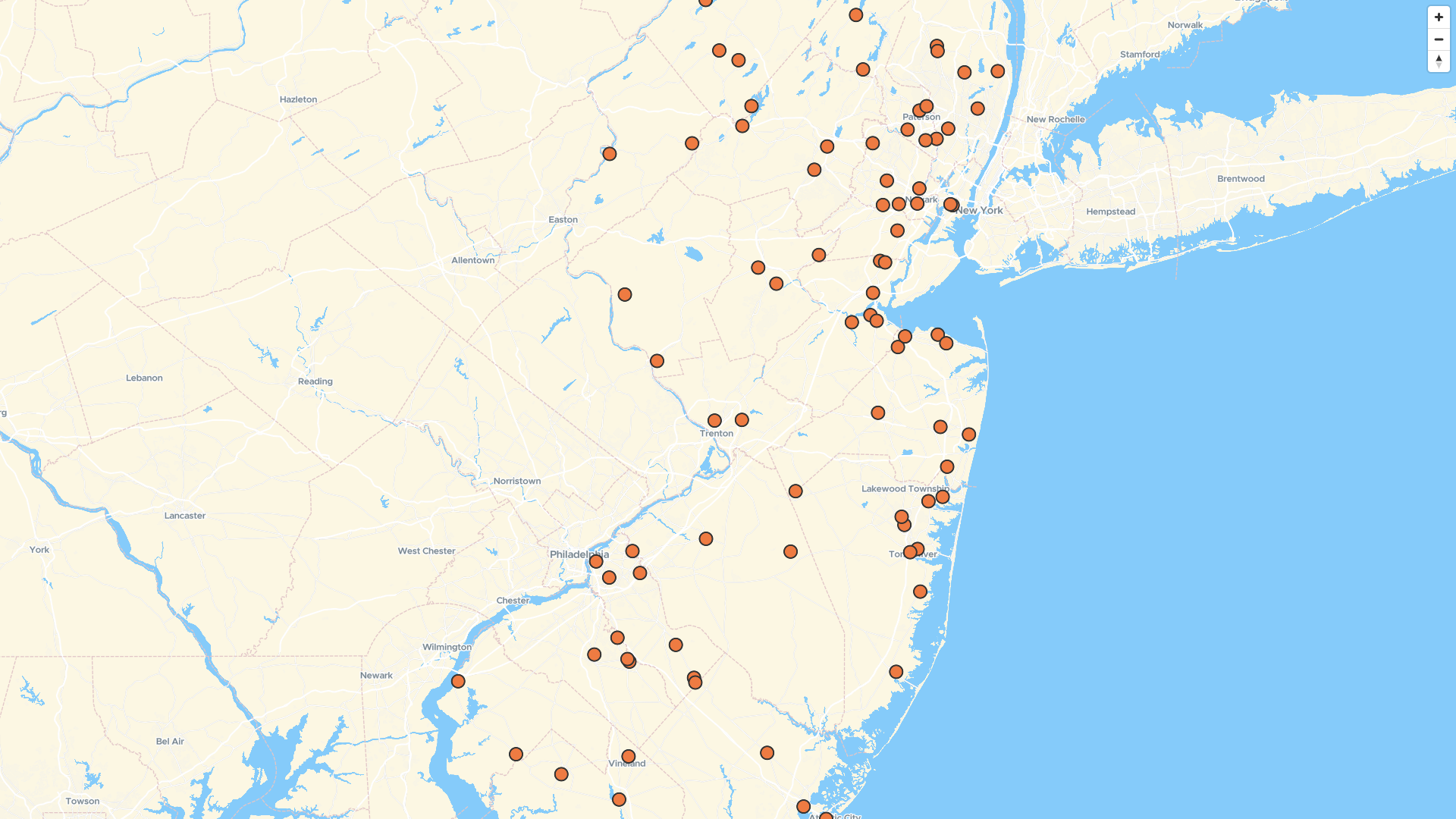 Map of Intoxalock Ignition Interlock locations in New Jersey, US | Mapstack