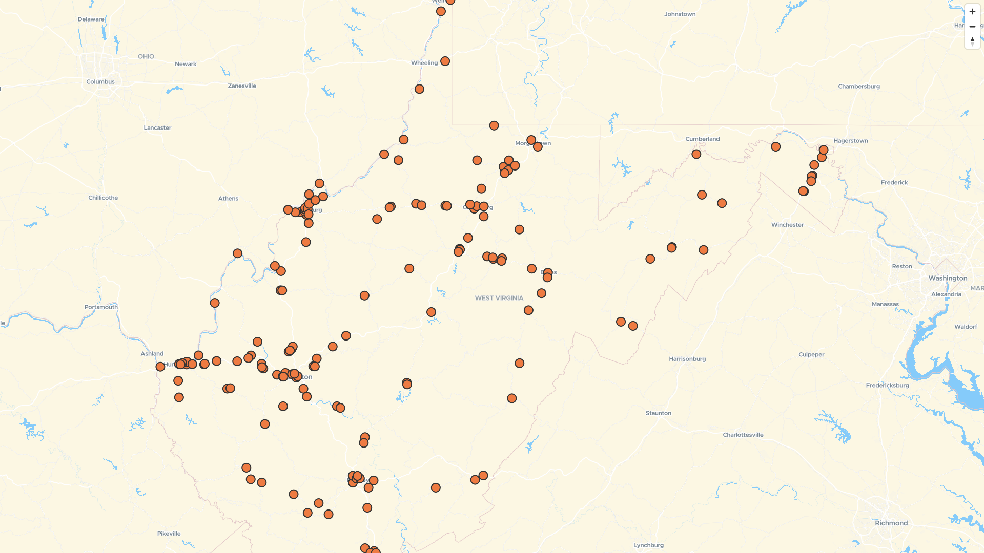 Map of Bp locations in West Virginia, US | Mapstack - Online Lesson