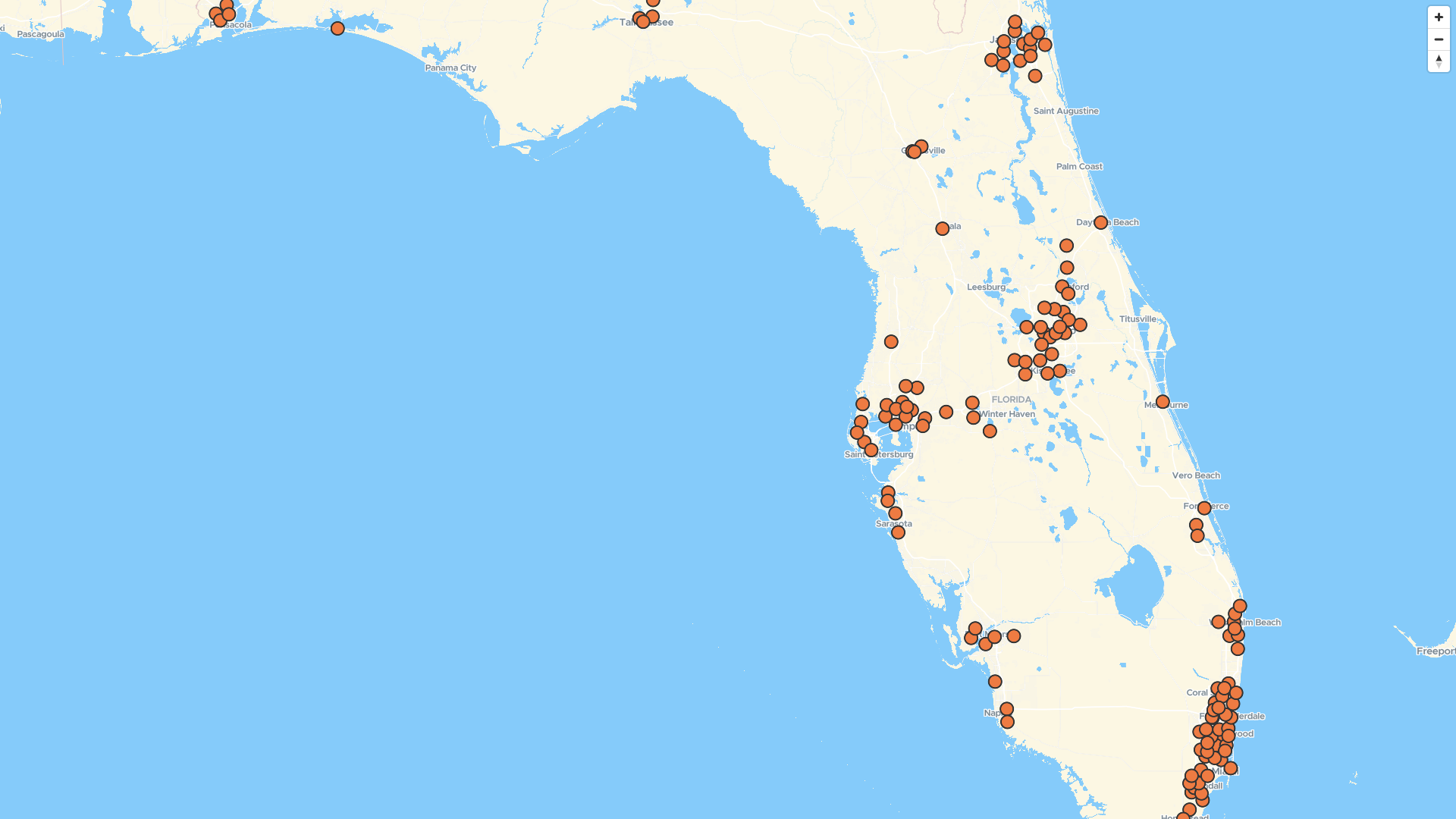 Map of Wingstop locations in Florida, US | Mapstack
