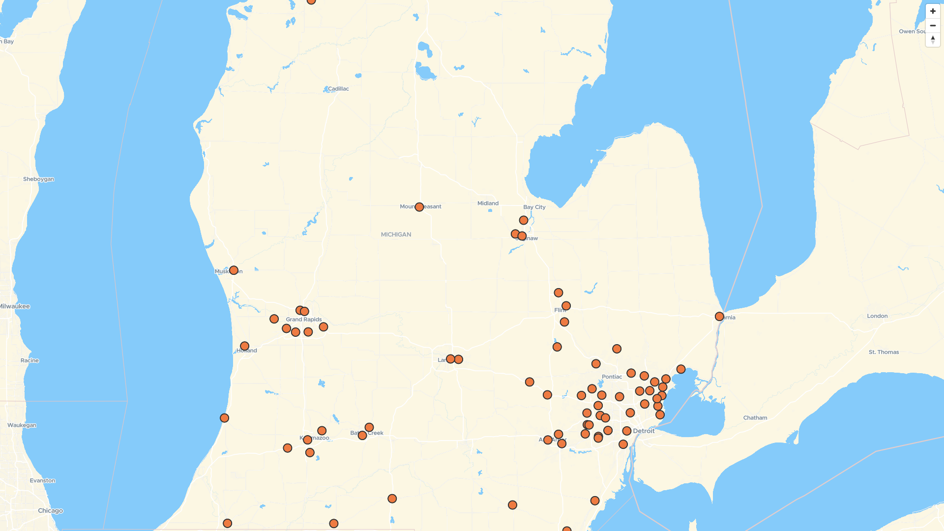 Map of Papa John's Pizza locations in Michigan, US | Mapstack